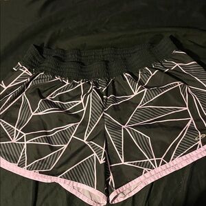 Champion Women's Black and Pink Geometric Athletic Shorts